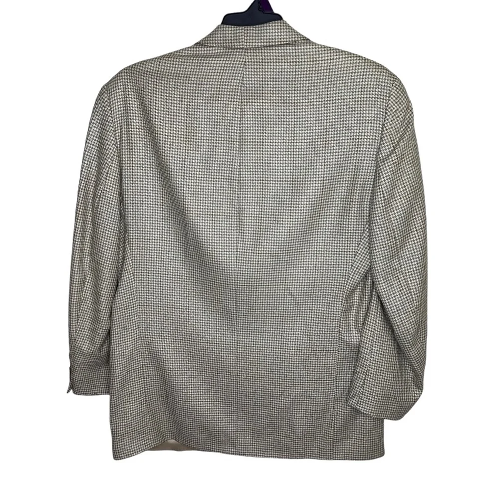 Ralph Ralph Lauren Blazer Men’s 42R Beige Silk Wool Blend Houndstooth Two Button
